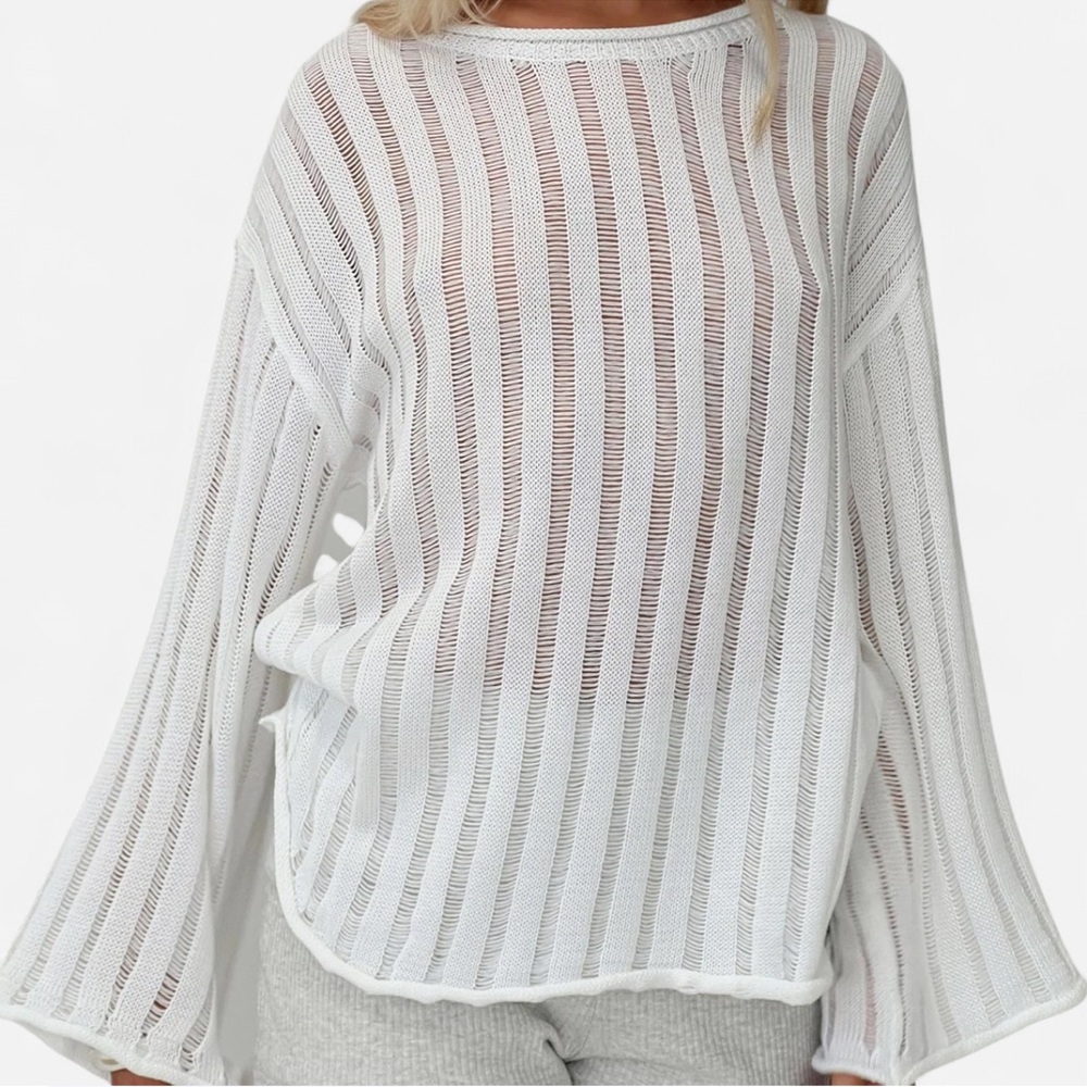 Princess Polly White Knit Summer Sweater – Size S/M